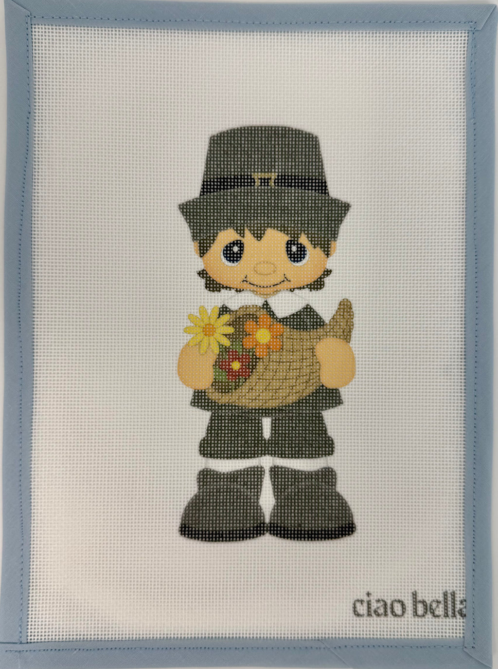 Native American Boy with Basket